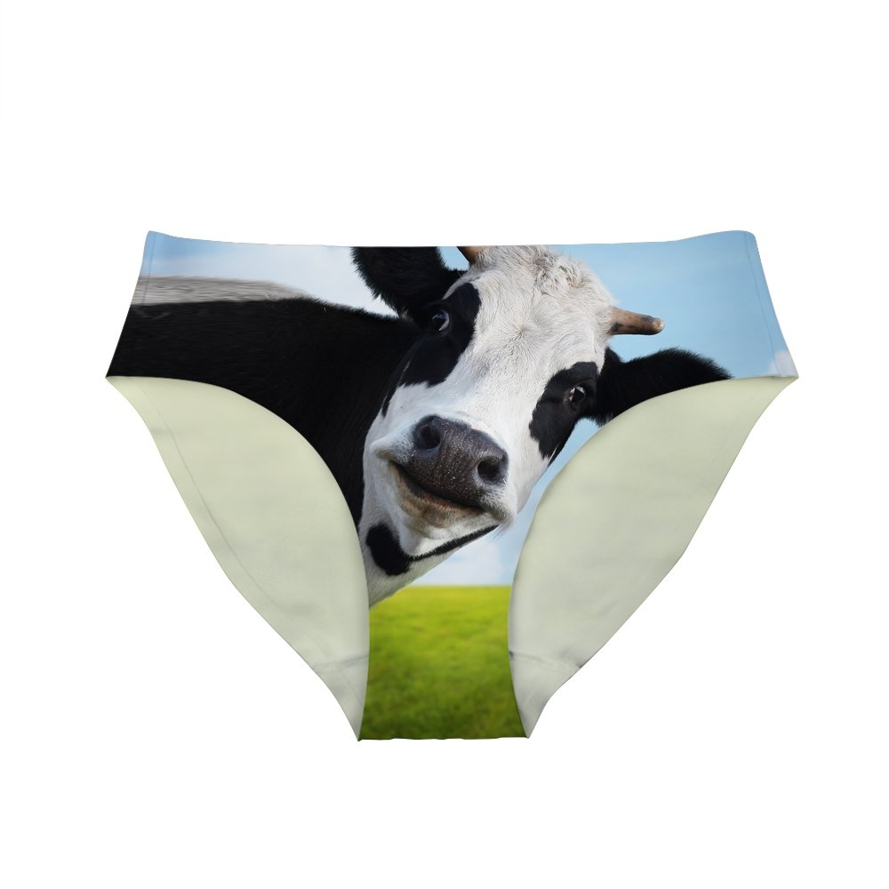 HUGS IDEA Cute Cow Print Panties Lingerie Breathable Seamless Underwear for Ladies XL