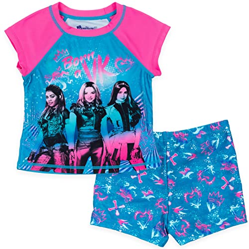 Disney Descendants Evie Mal Uma Little Girls Rash Guard And Bikini Bottom Pink/Blue 6 #TOP26