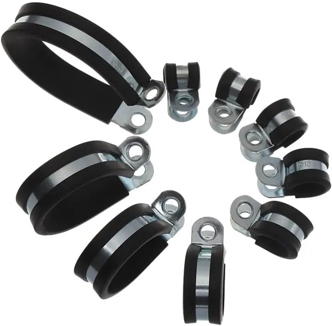 10Pcs Rubber Lined P Clips Wiring Hose Clamp Pipe Cable Mounting Fix Fasteners Hardware Electrical Fittings(40mm)