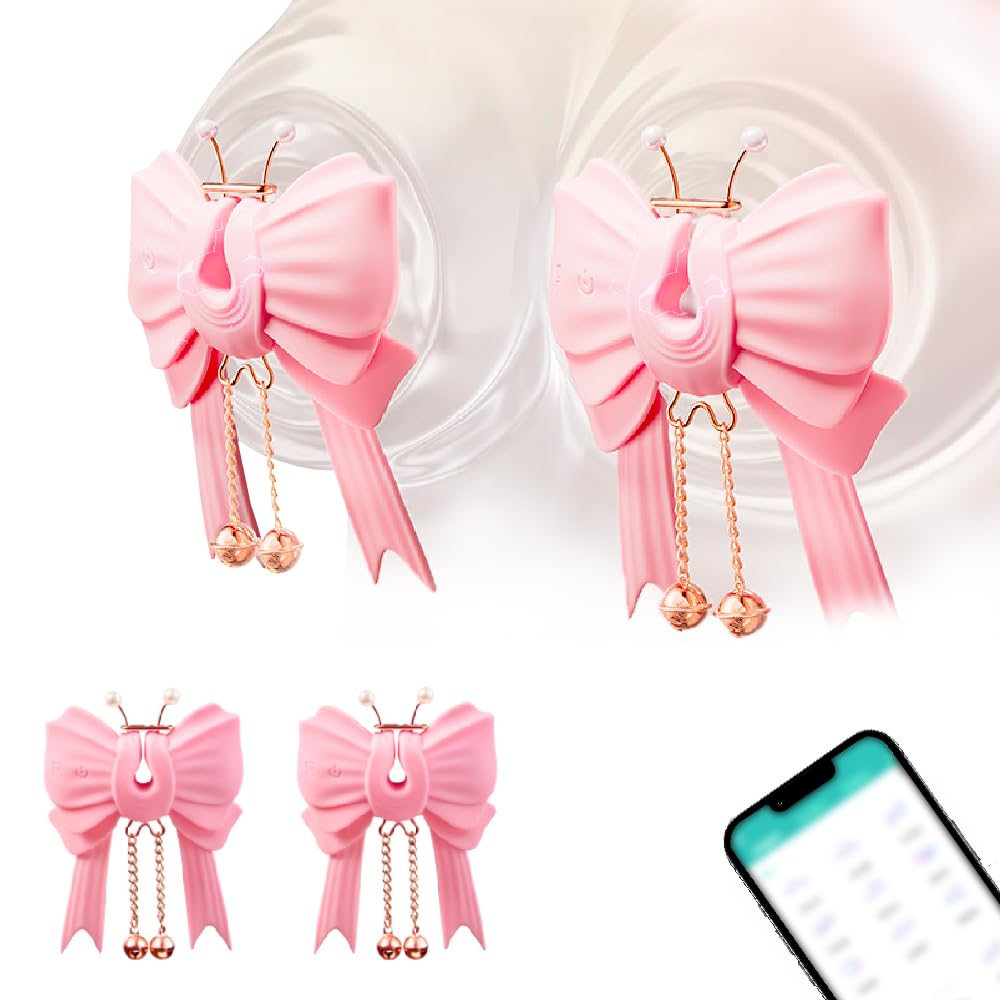 BDSM Nippelklemmen für Frauen mit App-Steuerung, Elektroschocker Nippel-Stimulation Vibrator mit 9 Vibrationsmodi & 6 elektrische Intensitätsstufen, Brustmassage Sexspielzeug