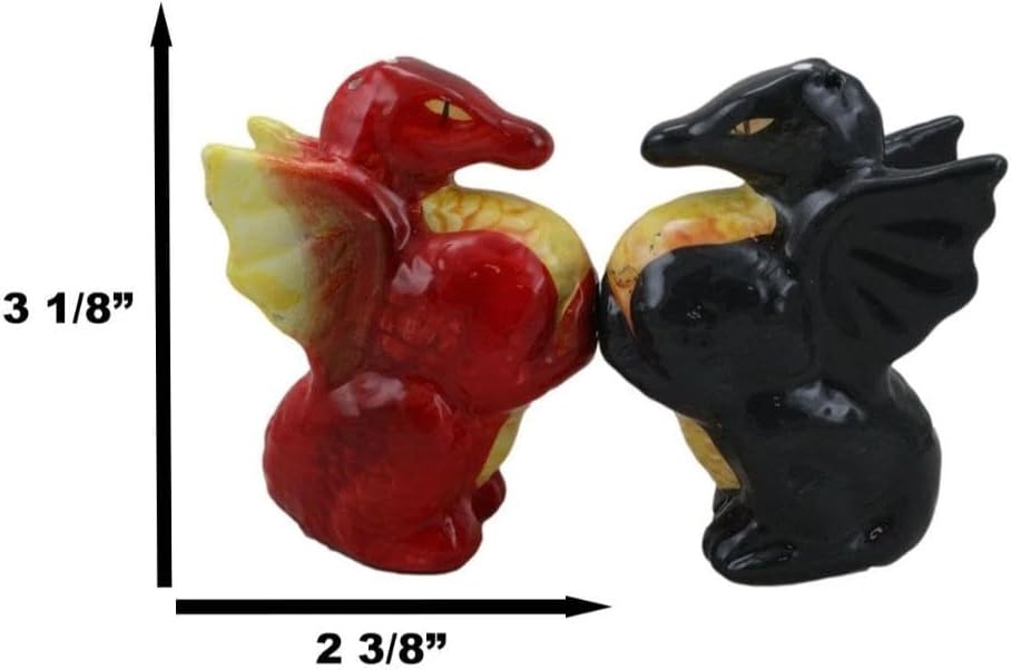 Set of 1 Yin Yang Dragons Ceramic Magnetic Salt Pepper Shakers Set Figurines