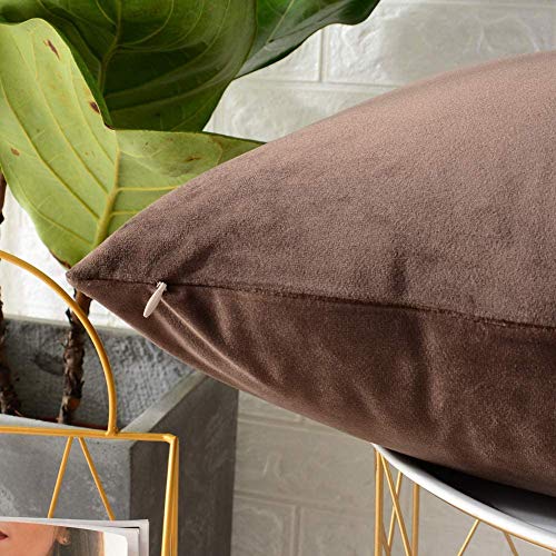 Image of Modern Homes (Pack of 2) Velvet Cushion Covers Plain Sofa Cushion Covers Pillow Covers for Living Room and Bedroom (16x16 inches, Dark Coffee)
