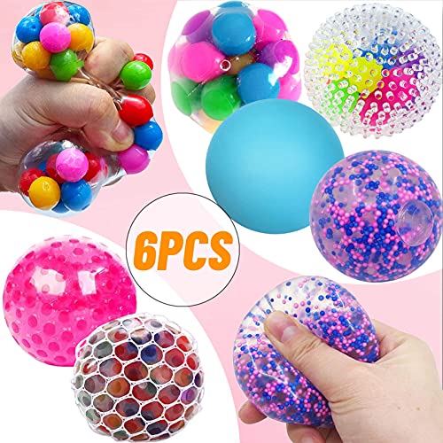 Hietira Squishy Stress Balls For Kids And Adults - 6 Balls Water Bead Stress Balls Balls Sensory Ball Squeeze Ball Fidget Toys Set For Anxiety Autism Adhd And More #TOP4