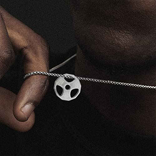 Dumbbell Necklace Fitness Gym, Weight Plate Barbell Pendant Stainless Steel3