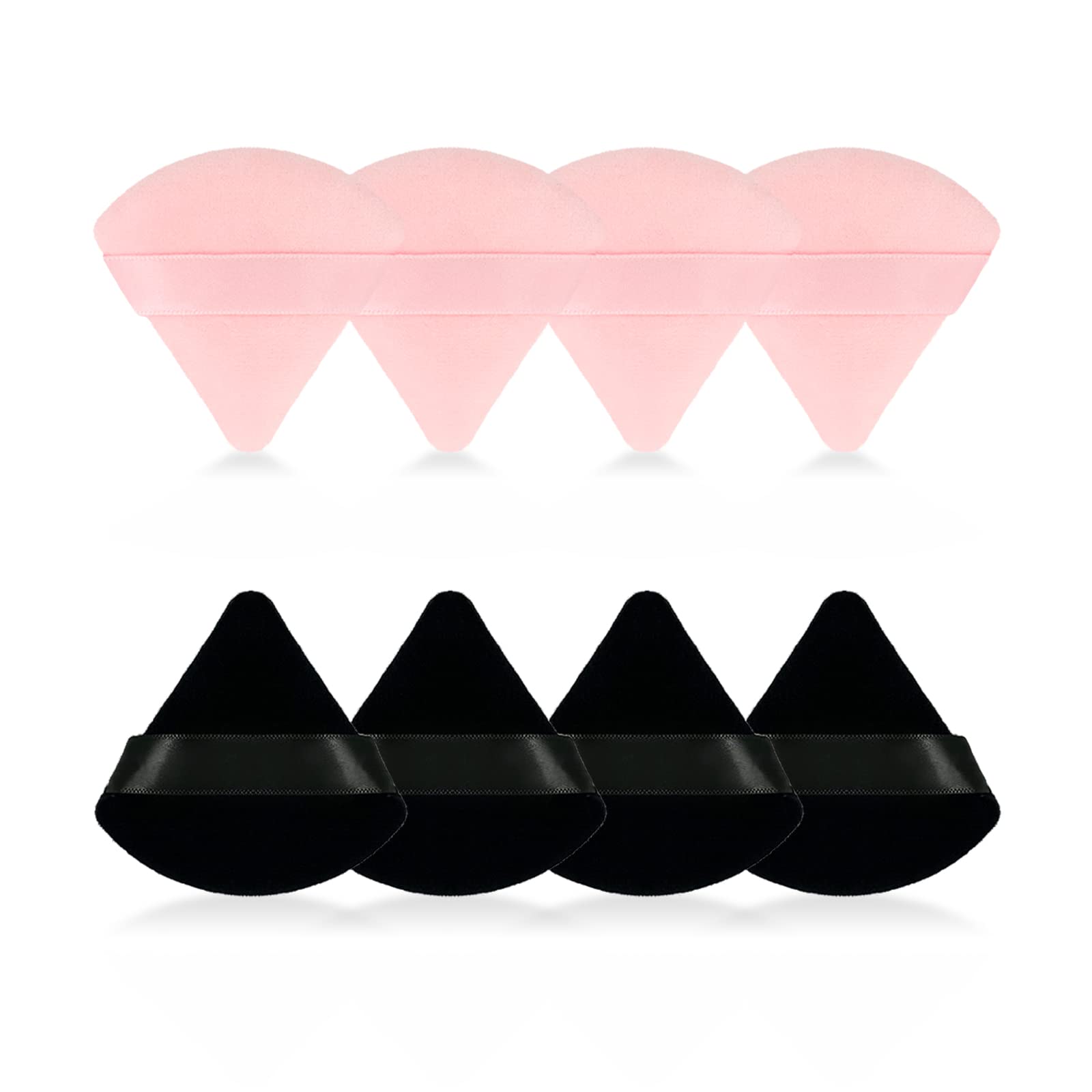 8Pcs of Triangular Powder Puff Makeup Sponges, Made of Super-soft Velvet, Designed for Contouring, Eye, and Corner, Beauty Blender Foundation Mixing Container.