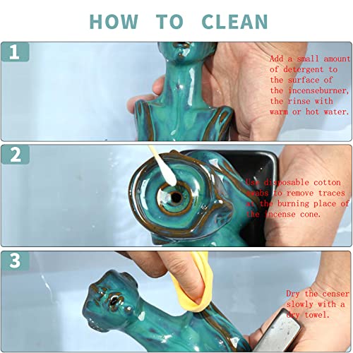 Statue Backflow Incense Holder Incense Burner Waterfall Aromatherapy Ornament Home Decor With Incense Cones And Incense Stick (Blue) #TOP5