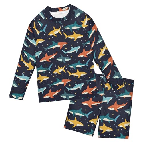 Cute Shark Toddlers and Baby Boys' Swimsuit Trunk and Rashguard Set B0404971