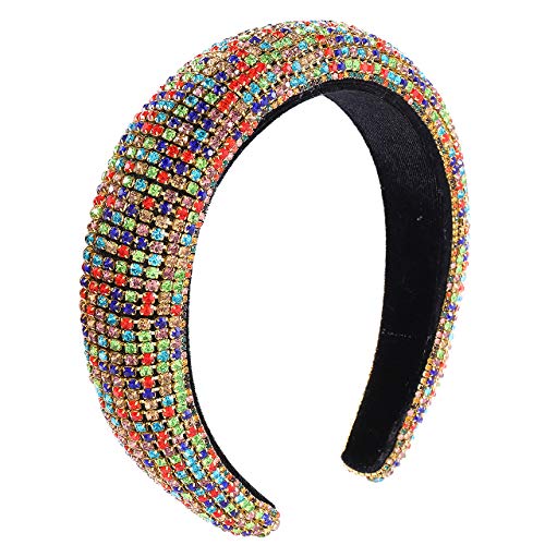 Baroque Rhinestone Padded Headband For Woman Girls Statement Wide Hairbands Bejewelled Party Wedding Headwear Hair Accessories (multicolor Rhineston)