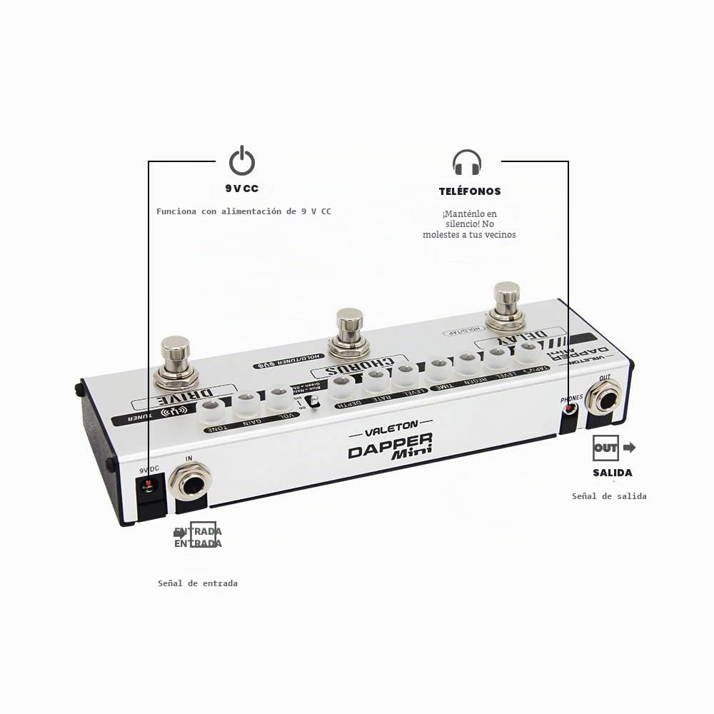 Valeton Dapper Mini Stage Session Gigging Gear Overdrive Distortion Chorus Delay Guitarra Pedal multiefectos