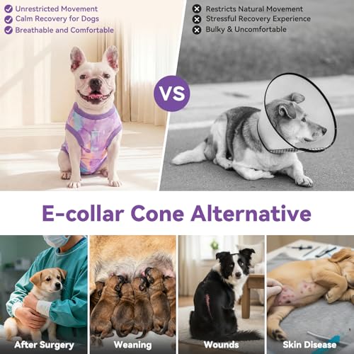Image of cyeollo Dog Surgery Recovery Suit, Breathable Surgical Suit for Dogs Female Male After Spayed Neuter, Anti-Lick Dog Onesie Body Suits for Wounds Protection, Soft Cone Alternative, Tie Dye M