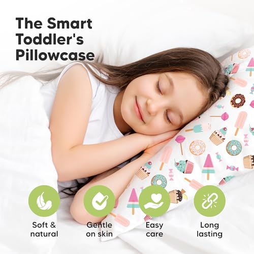Image of KeaBabies Toddler Pillowcase 13x18 Organic Cotton Cover, Sweet Tooth