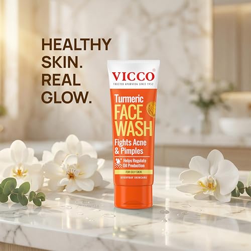 Image of Vicco Turmeric Face Wash I Ayurvedic Turmeric Face Wash I Controls Oil I Fights Pimple & Acne Causing Germs & Revitalises Skin I Healthy, Even Glow I 50gm | Pack of 1