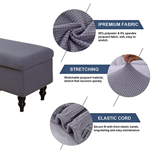 Image of FUANGUI Ottoman Cover Stretch Storage Ottoman Bench Slipcover Printed Folding Storage Bench Ottoman Cover Footrest Stool Slipcover Footstool Protector Cover with Elastic Bottom,Medium