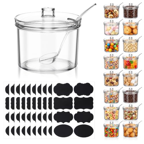 16PCS 7.1 Oz Ice Cream Toppings Containers, Ice Cream Sundae Bar Supplies