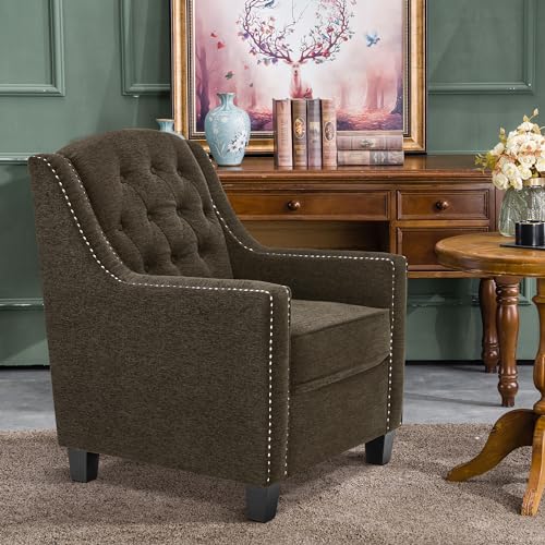 Sillón Moderno Chenille Marrón con Patas Altas miniatura 4