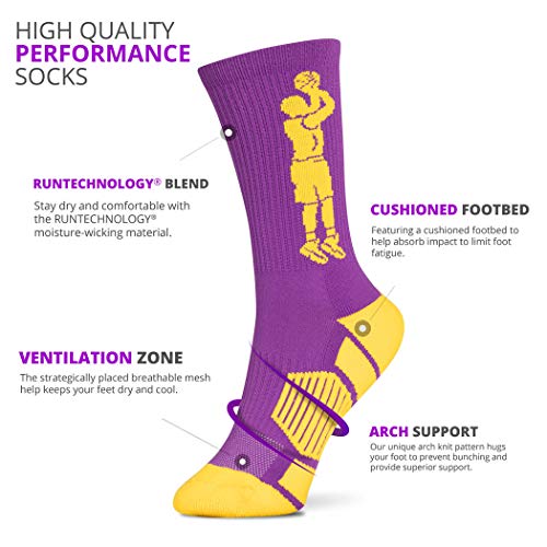 Image of ChalkTalkSPORTS Basketball Socks - Cushioned Mid-Calf Crew - Youth & Adult | Moisture-Wicking Performance Blend, Athletic Basketball Gear, Stay-Up Technology, Arch Support, Breathable, Boys and Men