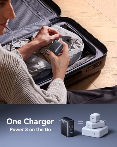 Image of INIU 100W GaN USB C Charger, 3-Port Compact Fast Charging Block with 5ft 100W USB C Cable, Foldable Travel Laptop Charger for MacBook Pro Air 15 14, iPhone 17 16 Pro Max Samsung S26 S25 Dell etc White