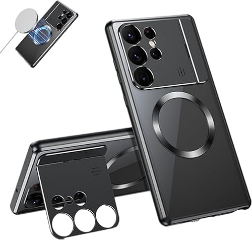 Funda para teléfono Samsung S21S22S23 con soporte plegable de succión ultra magnética, carcasa magnética de metal para ventana grande, carcasa
