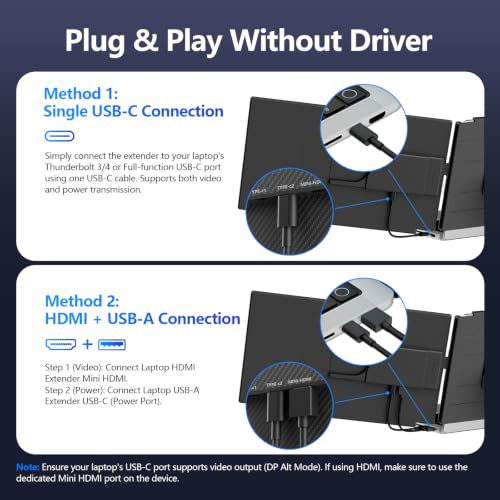 Image of Laptop Screen Extender, 15.6 inch FHD 1080P IPS Laptop Monitor Extender for 13 inch - 17.3 inch Laptops, Detachable & 4-in-1 Modes Dual Monitor, Plug-Play Travel Monitor for Wins /Mac /Dex /Chrome