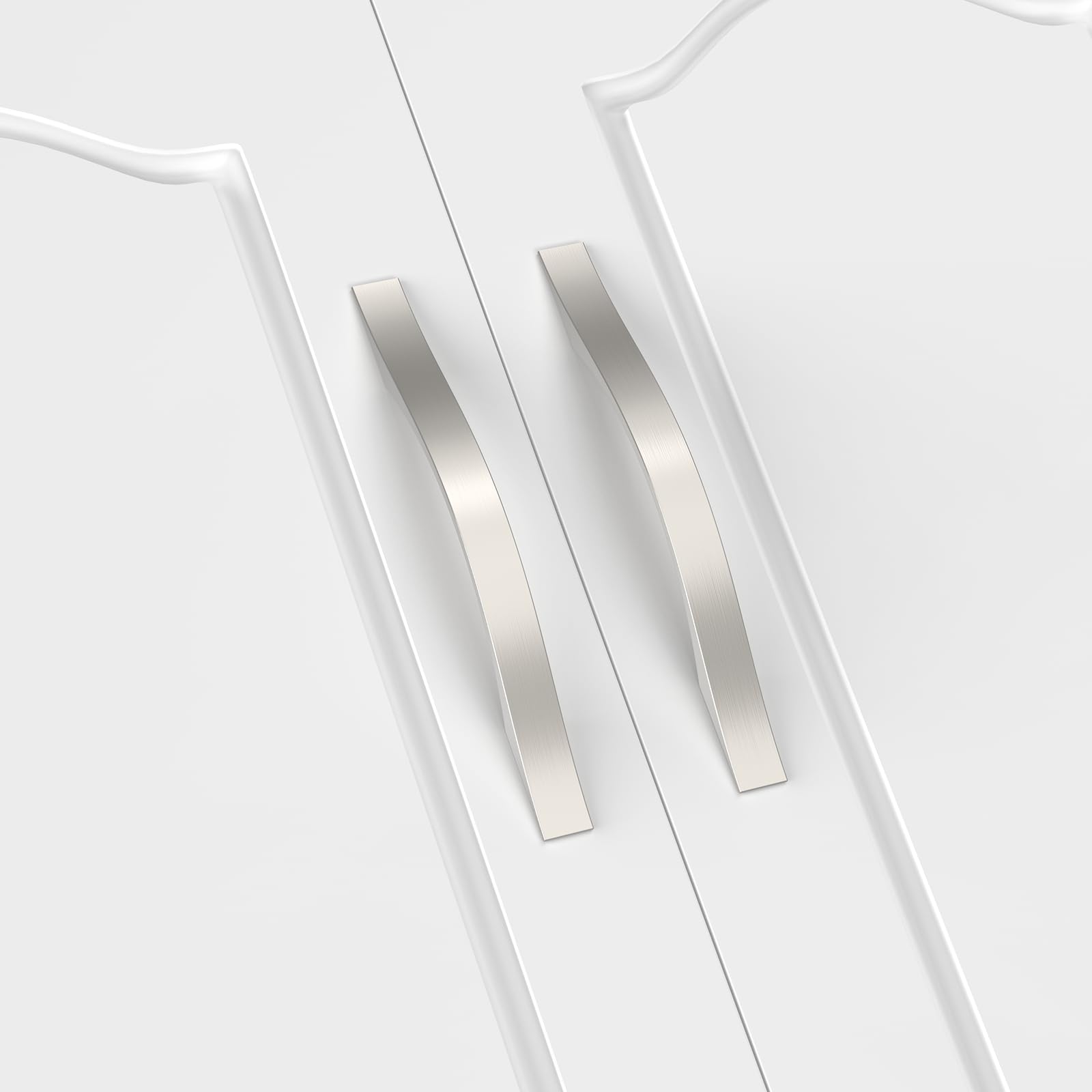 FURNIWARE 10 maniglie per armadi, maniglie per mobili, nichel satinato spazzolato, distanza tra i fori, 128 mm, maniglie per mobili, cassetti, credenze da cucina, armadi, maniglie per cassetti
