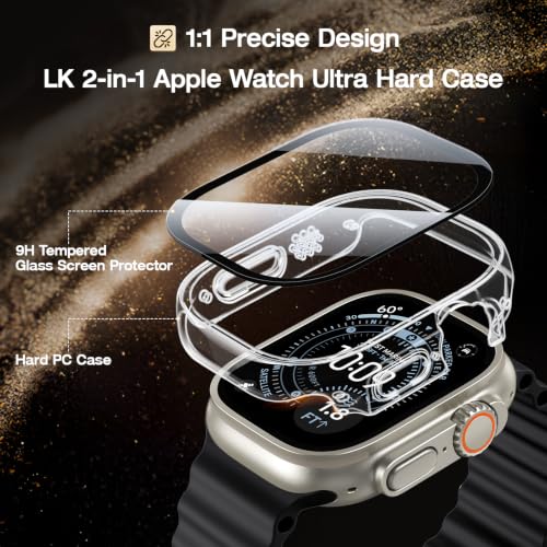 Image of LK Case for Apple Watch Ultra 3 /Ultra 2 /Ultra 49mm with Screen Protector | Touch Sensitive Ultra-Thin Bumper Full Protective Cover Hard PC Case Tempered Glass for iWatch 49mm, Clear