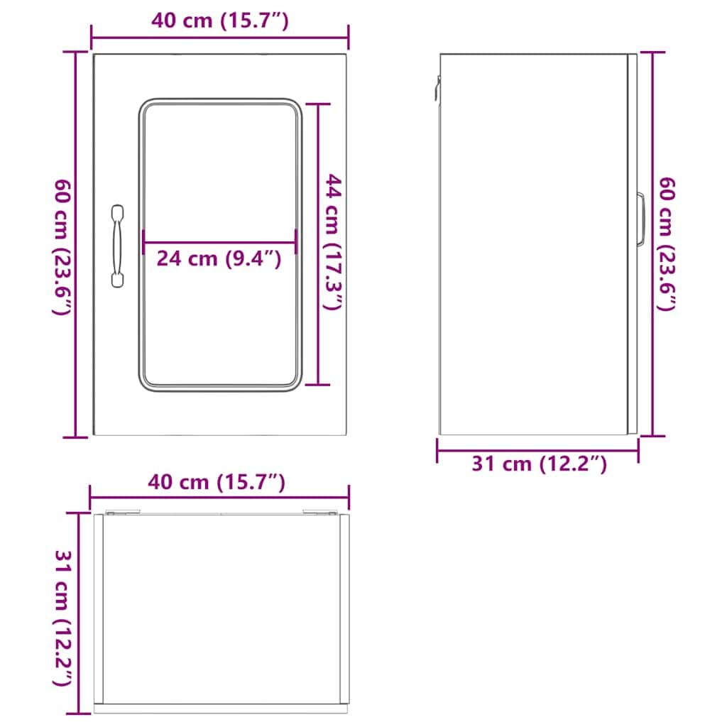Tomostar Meuble Haut de Cuisine, Armoire Suspendue Cuisine Armoire Murale et Porte en Verre Kalmar chêne Sonoma 40 x 31 x 60 cm