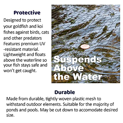 Ryg Koi Pond Netting Kit 20X20 Feet, Heavy Duty Mesh Pool Net For Easy Cleaning, Protective Cover For Koi Fish, Skimmer Net Screen For Falling Leaves And Debris, Placement Stakes Included #TOP3