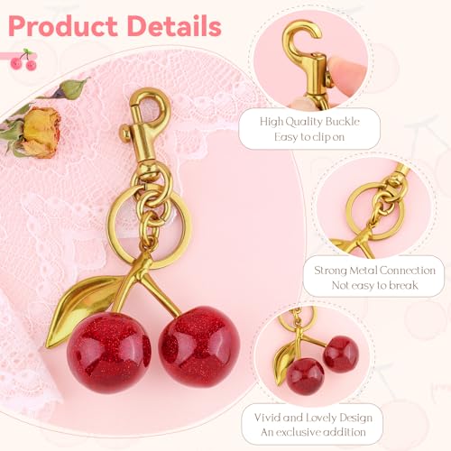 Image of TINKRSTUFF Cherry Bag Charm Cute Key Chains Cherry Purse Charms for Handbags, Strawberry Keychain Best Gifts