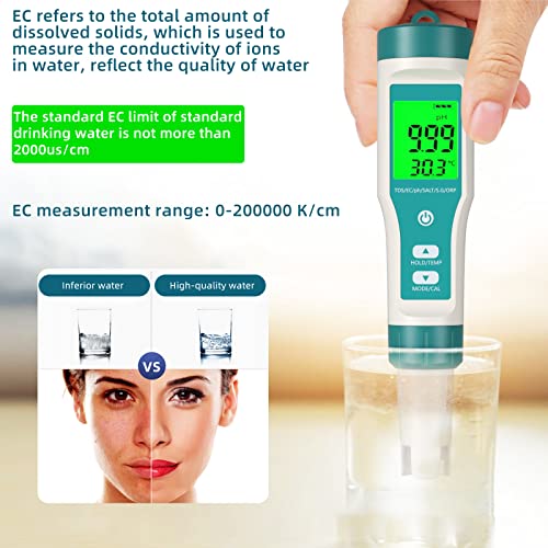 Ph Meter, Niriaho Tds Meter 8-In-1 Ph Tester Ppm Meter Ec Meter Salt Tester Orp H2 Tester Temp Tester Digital Range With 0-14, 0.001 High Accuracy, Ideal For Water/Pool/Aquarium/Wine(8-In-1 Ph Meter) #TOP4
