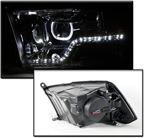 For 2009-2018 Dodge Ram 1500/2010-2018 2500 3500 DRL LED Halo Chrome Projector Headlights Headlamps Lamps