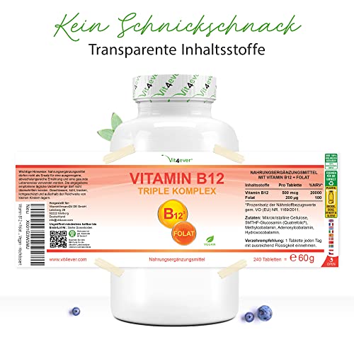 Vitamin B12 Vit4ever 240 Tabletten mit zwei aktiven Formen