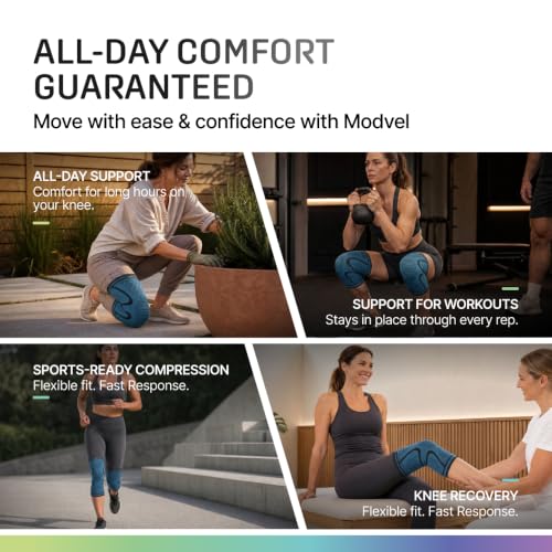 Image of Modvel 2 Pack Knee Brace for Women - Knee Support for Walking, Knee Compression Sleeves for Pain Relief, Knee Sleeves for Women, Knee Brace for Sports, Workouts & Arthritis
