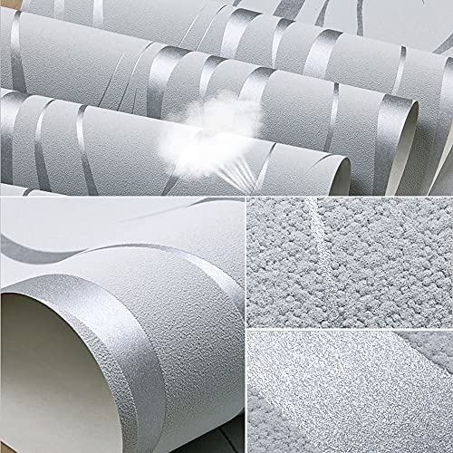 Q Qihang 1.73' W X 32.8'L Wavy Stripes Modern Minimalist European Style Bedroom Tv Background Non-Woven Non-Pasted Wallpaper (Gray) #TOP4