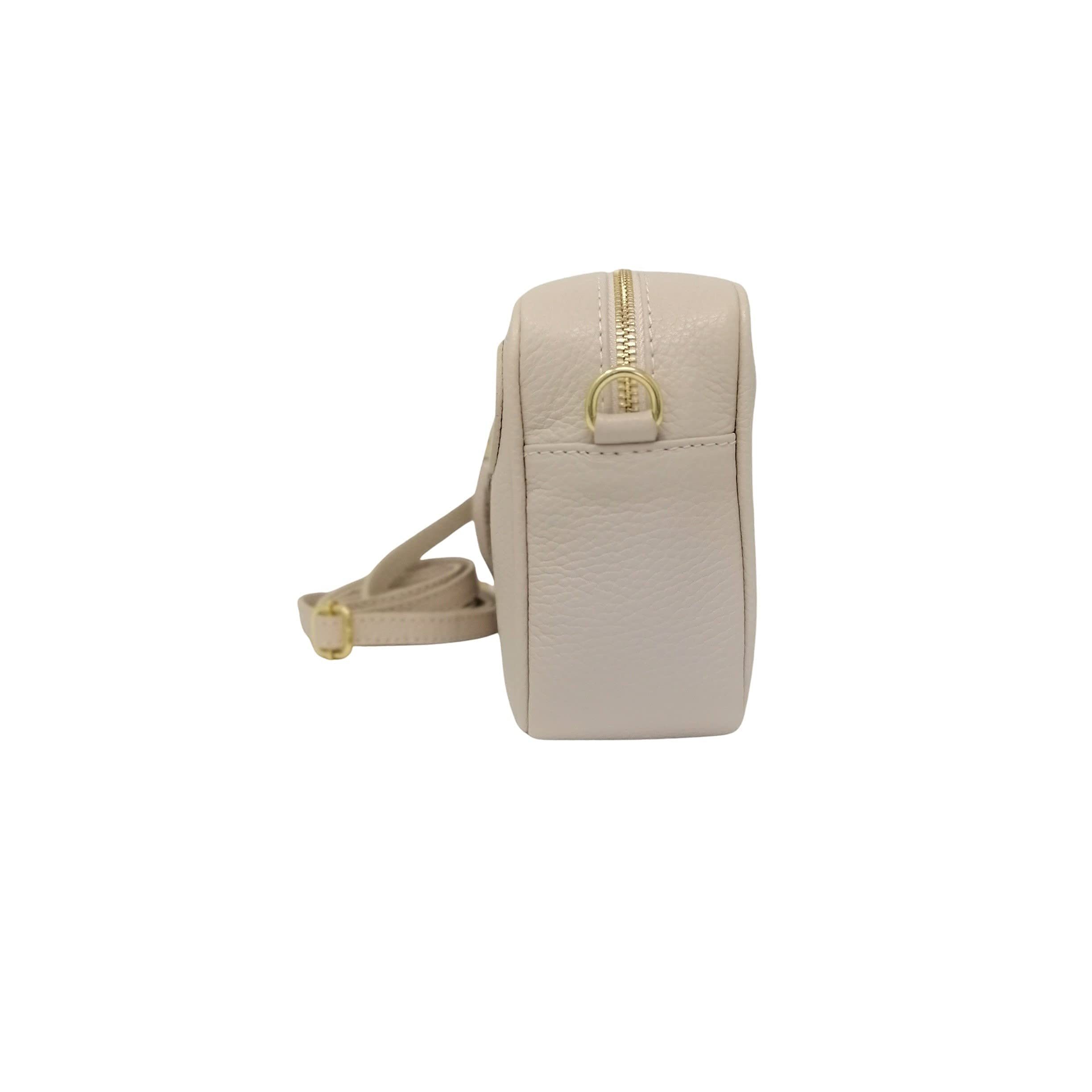 Bolso Bandolera Mujer Pequeño de Cuero, Ajustable, 2 Bolsillos con Cremallera Piel, Artesanía italiana, Joy