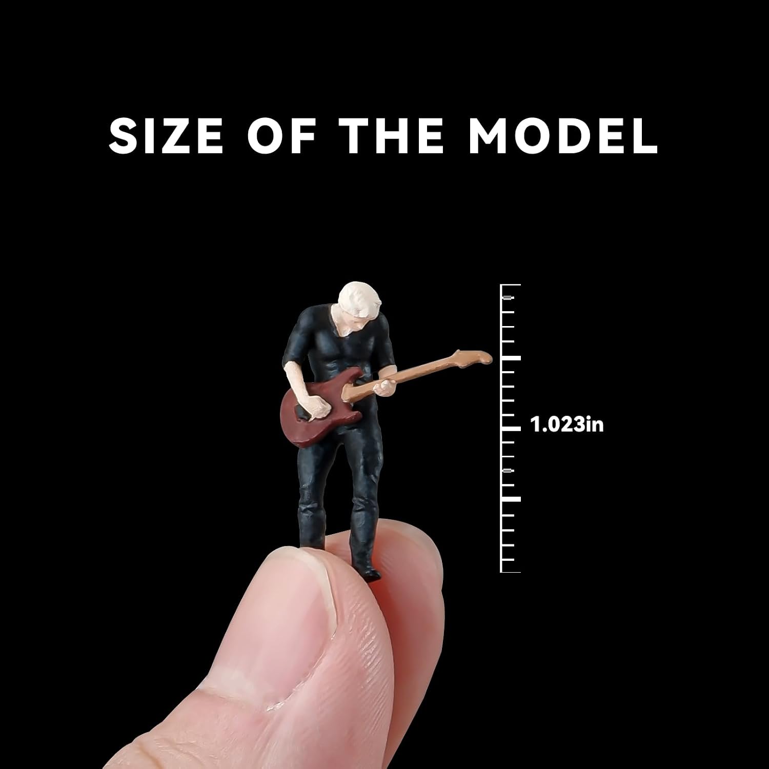 kivcmds Painted Figure 1:64 Scale Mini Model Trains Architectural Plastic People Figures Standing Bassist Figure Model,Suitable for Miniature Scenes(64beisishou)