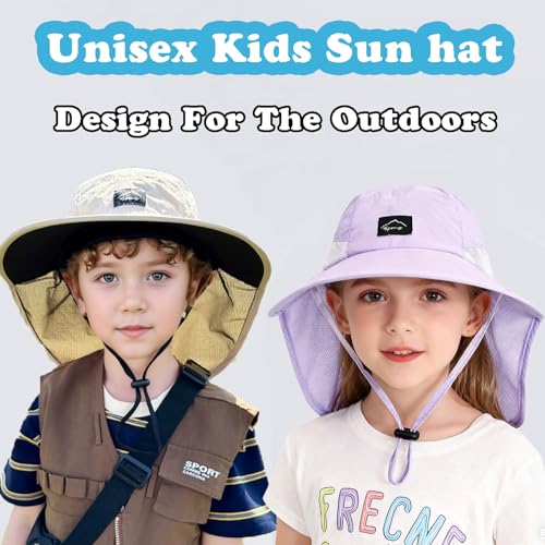 Image of ZOORON Kids Sun Hat with Neck Flap UPF 50+ Beach Hats for Baby Boys Girls