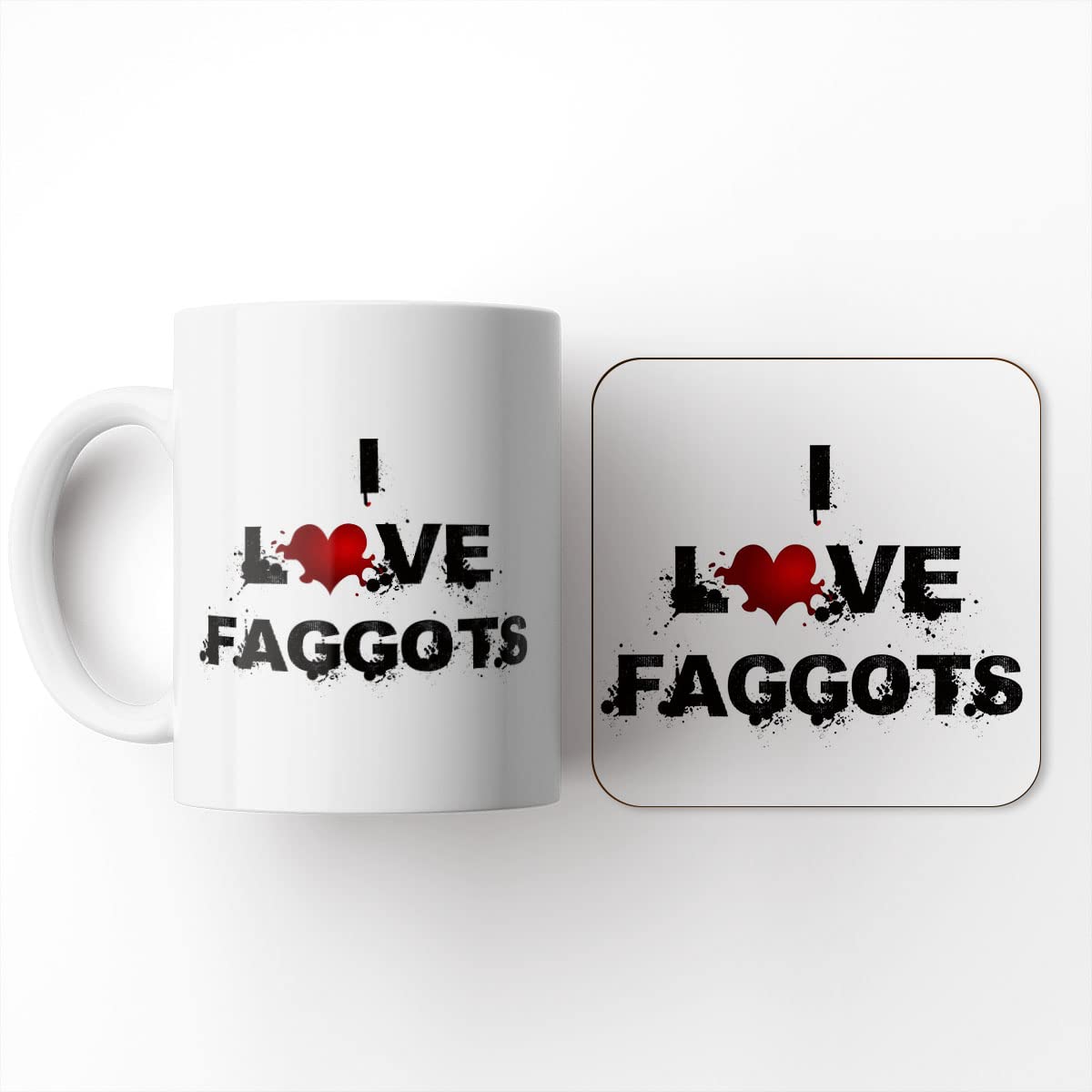 The Victorian Printing Co - I Love Food - Faggots - Mug and Coaster Set, Ceramic, 11 fl. oz.