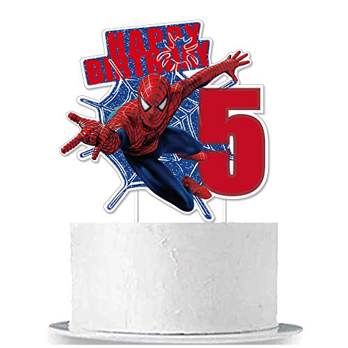 Hugeoner Sipder Superhero Birthday Cake Topper For 5Th Birthday #TOP1