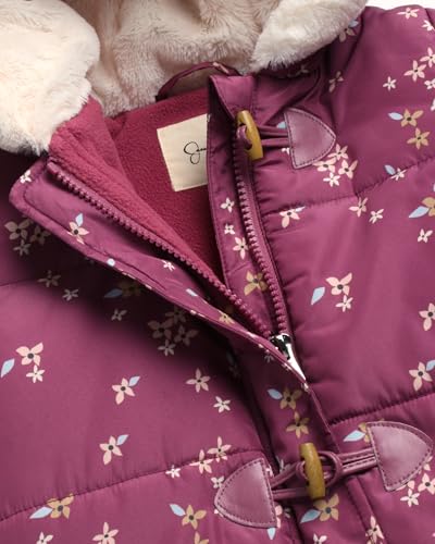 Jessica Simpson Girl's Snowsuit - Fleece Lined One Piece Romper Baby Bodysuit - Insulated Baby Girls Hooded Jumpsuit 12M-24M4