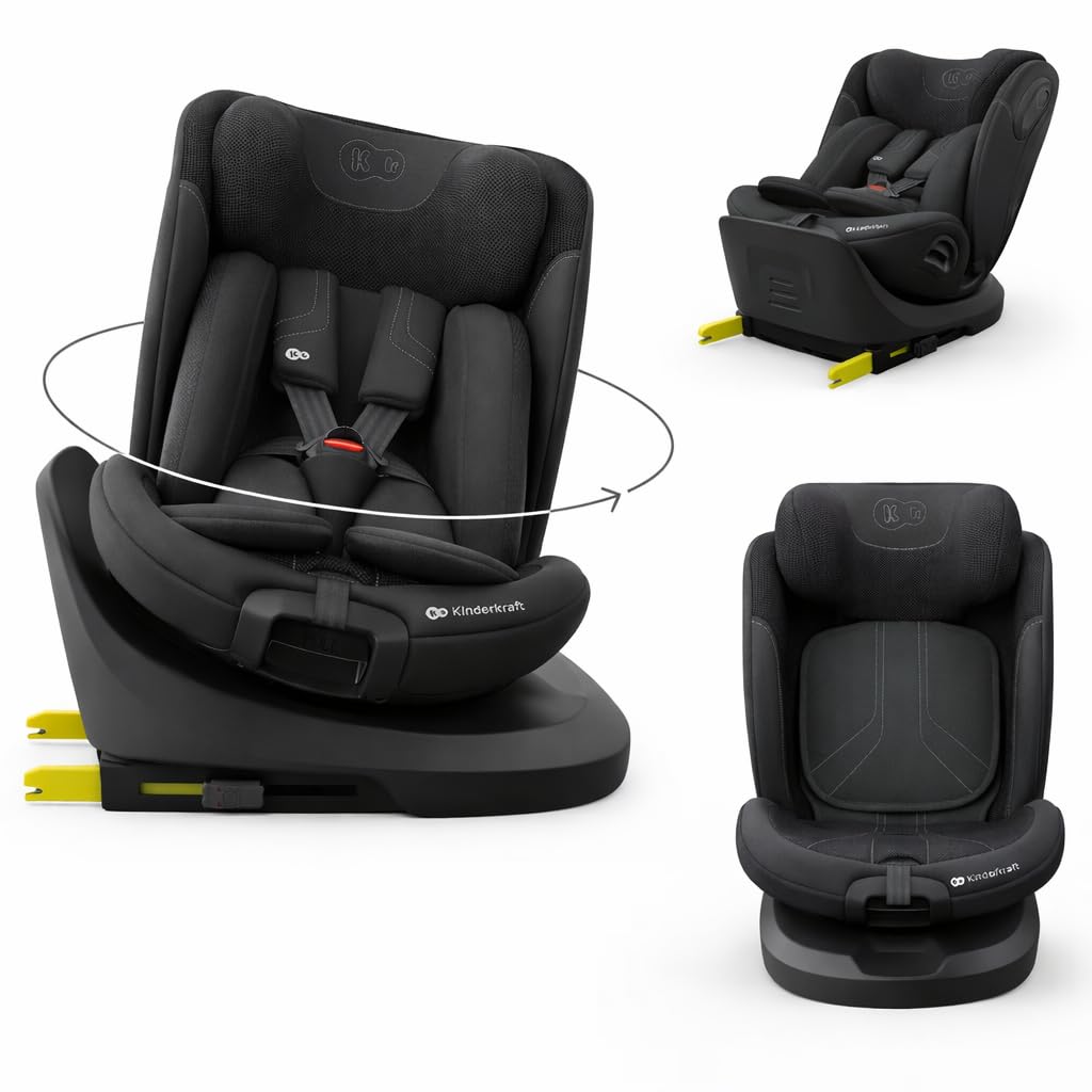 Kinderkraft I-GROW 2 PLUS car seat demonstrating 360 degree rotation