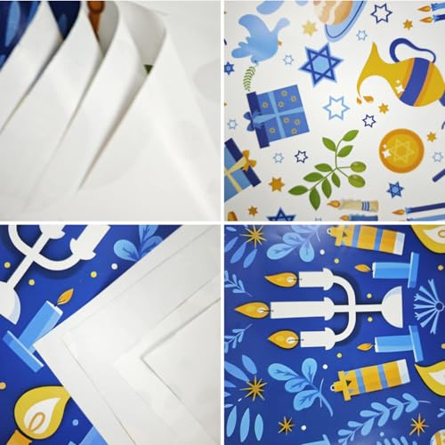 LOONELO-Hanukkah-Wrapping-Paper-12-Sheets-Chanukah-Menorahs-Packaging-Kraft-Paper-Hexagram-Candles-Design-Hanukkah-Gift-Wrapping-Paper-for-Jewish-Hanukkah-Holiday-Party-Favor-Decorations-Supplies LOONELO Hanukkah Wrapping Paper 12 Sheets Chanukah Menorahs Packaging Kraft Paper Hexagram Candles Design Hanukkah Gift Wrapping Paper for Jewish Hanukkah Holiday Party Favor Decorations Supplies