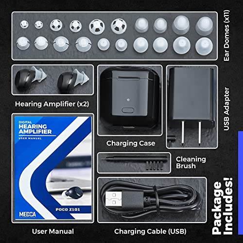 Medca Rechargeable Hearing Amplifier To Aid And Assist Adults And Seniors Hearing, 24 Hours Battery Life Wireless Sound Amplifier With Portable Charging Case, Gain Upto 38 Db. #TOP7