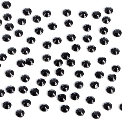 Image of Bymitel Hotfix Crystal Rhinestones Round Gems Iron on DIY Jewelry Making Flat Back for Crafts,Black, 3.8mm (SS16 /2880pcs)