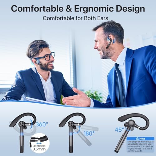 Image of EKVANBEL 5.3 Bluetooth Headphones Wireless with Mic, In Ear for Teams Meeting, Driving Headphones with 800mAh Charging Case, 120 Hours Standby Time Earpiece, Fit for Call in Working