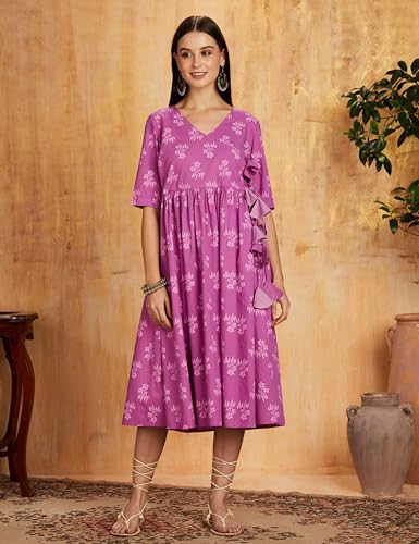 Image of Amazon Brand - Myx Women's Cotton Relaxed Fit A Line Kurta (Available in Plus Sizes)