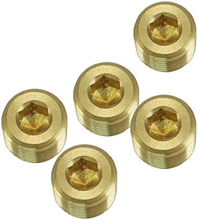 Nigo Valve JNS Brass Pipe Fitting, Hex Counter Sunk Plug, Male Pipe 1/4 Inch JNS 3
