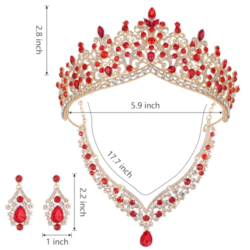 Kamirola Tiaras and Crowns for Women,Tiaras Earrings Necklace, Crystal Bridal Jewelry Set, Costume Party Halloween Prom Pageant Jewelry for Women TR804