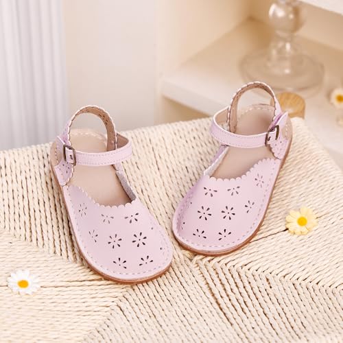 Image of Kolan Toddler Girl Sandals Open Toe Flat Princess Dress Shoes Little Kids