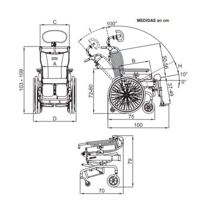 Silla de Ruedas Basculante JUDITTA Original Ruedas Grandes 600mm