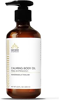 Kerala Ayurveda Calming Body Oil (Ksheerabala Thailam) - Daily Massage Oil for Body - Nourishes Muscles, Maintains Bone and Joint Health, Promotes Restful Sleep and Balances Vata and Pitta, 6.8 Fl Oz